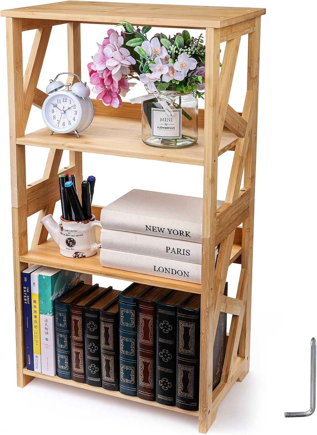 OEM/ODM Factory Support 3-Tier Natural Bamboo Bookcase Durable Eco ...
